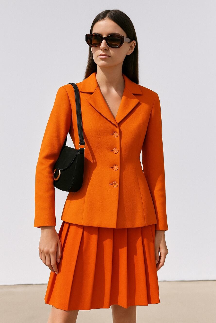M. K. Em Kaye Vintage Bright Orange Blazer 1970s Size 4 Mod Jacket Colorful